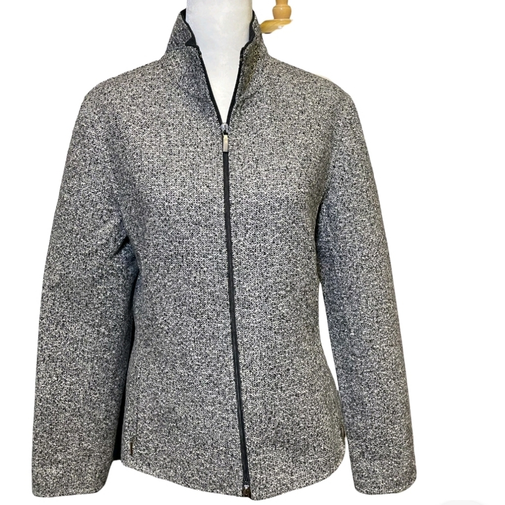 Brooks Brothers Wool Blend Full Zip Black & White Jacketsz 4